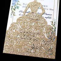 Invitations de cérémonie de majorité dorées à paillettes laser et invitation de fille pour la cérémonie de majorité
