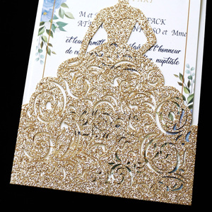 Inviti per Cerimonia di Maggiore Età con Glitter Dorato e Laser, Invito per Ragazza per Cerimonia di Maggiore Età - Product Image 5