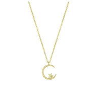 Collier pendentif lune en cristal brillant tendance pour femmes, collier délicat de luxe pour mariage et banquet, accessoires de bijoux
