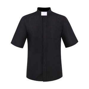 Camisa de cosplay de sacerdote, negra, de manga corta, para disfraz de Halloween, unisex para adultos - Product Image 3