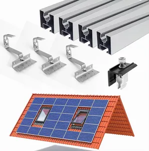 지붕 태양 전지 패널 장착 브래킷 시스템 키트 1-4 개 태양 전지 패널 고정 키트 용 솔라 후크 솔라 레일
