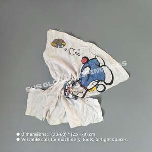 Trapos de algodón reciclado de alta calidad, blancos, estampados, de bajo pelusamiento, para limpieza industrial de maquinaria y herramientas. - Product Image 3