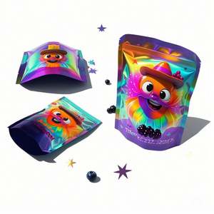 Custom Plastic 3.5g Mylar Holographic Ziplock Bag <b>Reusable</b> Soft Touch Cali Packs Dye Cut Mylar Bags - Product Image 2
