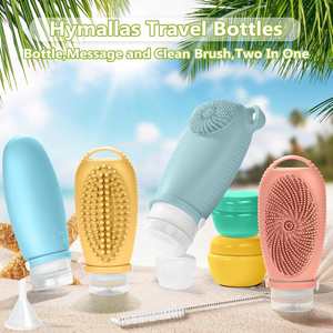 3-Piece Portable Reusable Leak Proof Soft Silicone Travel Cosmetic <b>Bottles</b> 100ml TSA Approved Lotion Set with Carabiner - Product Image 2