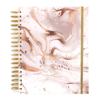 En gros personnalisé Rosered Marbre Design B5 Cahier à spirale Couverture CMJN Imprimé en vrac Épais Journal Papier Matériel Boîte Cadeau Emballage