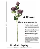 Arrangement de roses en soie rétro faites à la main, style français, fleurs artificielles pour la décoration du salon, de la table à manger, toucher réaliste