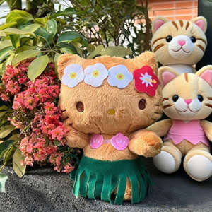 Peluche Hello Kitty chat de 8 pouces, thème plage hawaïenne, mignonne, câlinable, bronzée, pour la baignade, livraison US 3-5 jours - Product Image 3