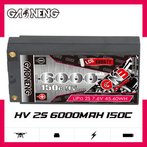 Batería LiPo GNB GAONENG 6000MAH 2S HV 7.6V 150C LCG Short Shorty Pack 5.0mm Bullet HardCase para RC, Escala 1:10 1:12, para Autos RC sin Escobillas - Product Image 2