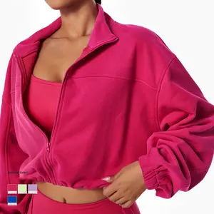 SHINBENE Wholesale Sweatshirts Stand Collar Oversized Hoodies Cotton Terry Full Zip Up Hoodies Streetwear