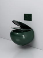 Toilette suspendue au mur de couleur vert foncé au design moderne de luxe de forme ronde toilette murale colorée sans rebord