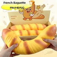 Balle anti-stress géante en forme de baguette de 38 cm, en TPR, à rebond lent, jouet souple rempli de farine, simulation alimentaire, jouet à presser pour soulager le stress