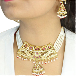 High Quality Gold Plated Zircon Ethnic Necklace Set Girls Stylish Everyday Wear Wedding <b>Gift</b> Party Collection Available Export - Product Image 1