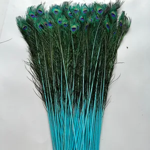 Wholesale Decoration Feather Products Blue Peacock Feather Design Ribbon Peacock Feather Trim