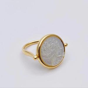 Bague double face en nacre blanche de <span class=keywords><strong>la</strong></span> série Mermaid of the Sea en or 14 carats, fabriquée à <span class=keywords><strong>la</strong></span> main de style palais Vintage D - Product Image 4