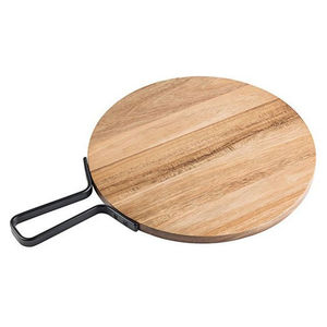Planche à découper en bois en gros avec poignée en métal, planche à découper ronde en bois massif pour la cuisine - Product Image 1