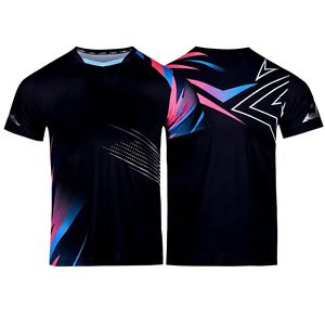 Men's Sublimated Short Sleeve <b>Tennis</b> Jersey Crew Neck Moisture Wicking Fitted Geometric Print All Seasons Sport Apparel - Product Image 1