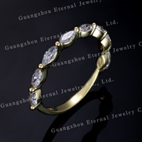 Handgefertigter Maßgeschneiderter IGI-Zertifizierter Marquise-Schliff VVS Labor-Gezüchteter Diamant S925 Silber 10K 14K 18K Gelbgold Weißgold PT950 Ehering
