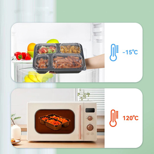 Custom Recyclable CPET Disposable Ovenable Food Packaging to Go 3 Compartment <b>Plastic</b> <b>Box</b> CPET Container with Film - Product Image 3