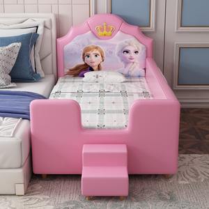 Cama de madera maciza de diseño para bebé con combinación de costuras de barandilla de seguridad Cama de cuero Parachoques pequeño Cama de cuna para bebé - Product Image 6