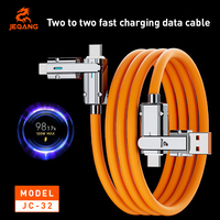 Câble de charge super rapide 4-en-1 JC-32 180 USB-C/USB-A/PVC avec USB3.0 pour téléphones mobiles