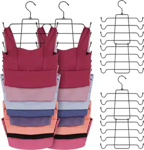 Metal Hanger Bar Underwear Sling Tie Rack 8 Layers Multi-Functional Foldable Store Clothing Display Hangers Racks