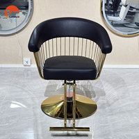 Fauteuil de Barbier et de Coiffure Moderne Doré Léger avec Pompe Hydraulique pour Salons de Beauté et de Coiffure