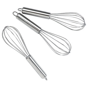 Stainless Steel Egg Beater Set 3 Piece Spring Handle Whisk For Baking Mixing Cream And Eggs - Product Image 4