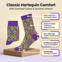 Chaussettes Mardi Gras pour Femme – Cadeau Idéal pour le Carnaval, les Défilés et les Fêtes – Chaussettes en Gros Motif Fleur de Lys et Masque – Accessoires de Fête pour les Fêtes Traditionnelles