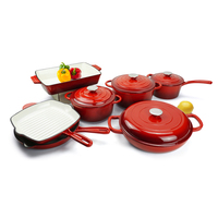 Ensemble de casseroles en fonte émaillée de haute qualité, 11 pièces, casserole, faitout, marmites à soupe et à bouillon, poêles et casseroles