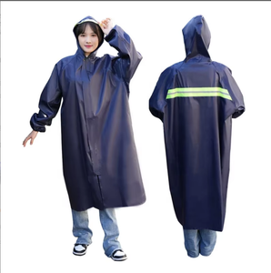 Impermeable con Franjas Reflectantes, Gabardina Larga, Chaqueta Impermeable, Ropa de Exterior Ligera, Traje Impermeable para Senderismo - Product Image 1