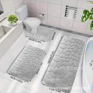 ชุดพรมเช็ดเท้าเจียวจื่อหยวน 3 ชิ้น รูปทรงสี่เหลี่ยมผืนผ้า ผลิตจากผ้าคอรัลฟลีซ กันลื่น ซึมซับน้ำได้ดี สำหรับปูพื้นห้องน้ำ - Product Image 5