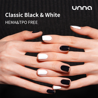 Vernis Gel Semi-Permanent Noir et Blanc Classique Qualité Salon UNNA pour Nail Art Longue Durée Fournitures en Gros Usine