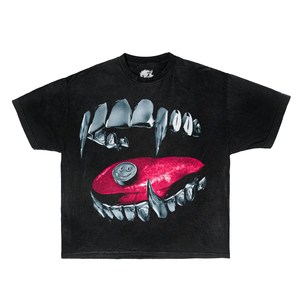 T-Shirt Oversize Platinum Fang con Grafica, Collo Tondo, Manica Corta, Streetwear da Uomo, 100% Cotone Jersey, Logo Stampato sul Davanti - Product Image 1