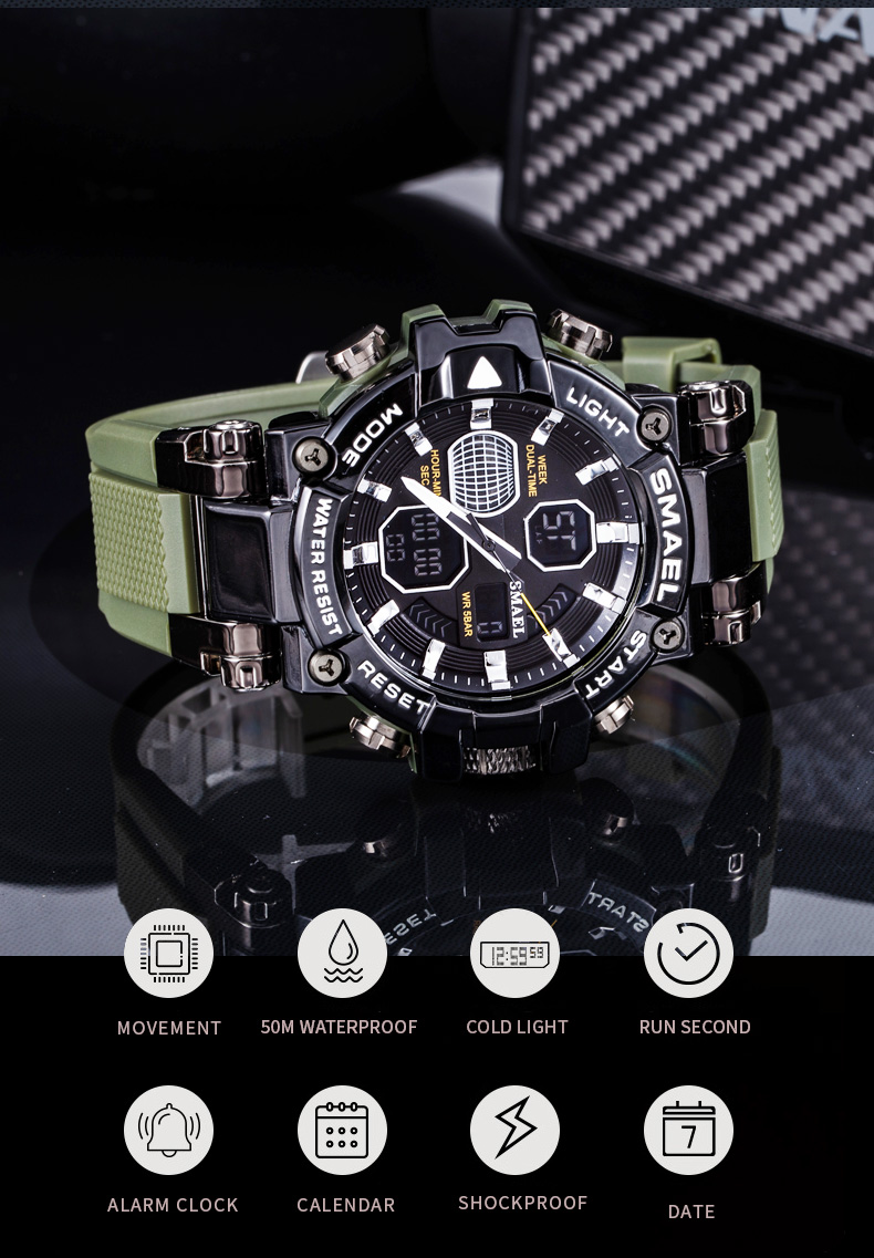 Watches men original brand SMAEL 8027 luxury mens watches quartz digital plastic men's sport watch