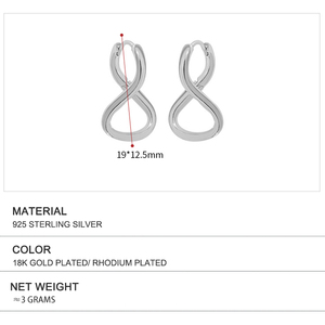 Wuqie Simple Design 18K Gold Plated Sterling <strong>Silver</strong> 8 Shaped Hoop <strong>Earrings</strong> <strong>Infinity</strong> <strong>Earrings</strong> for Women - Product Image 2