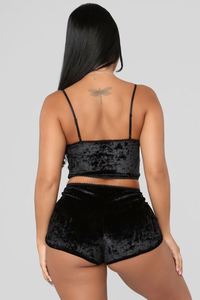 M0368 2pcs Sets Velvet Sleepwear Fashion Woman Sexy Spaghetti Strap Shorts <b>Pajamas</b> Set Women Ladies <b>Pajama</b> Party Set - Product Image 4