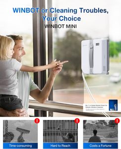 Nettoyeur de vitres robot ECOVACS Mini Thin, protection à 9 niveaux, pulvérisation d'eau à ultrasons, brume fine, sans traces, écologique - Product Image 4
