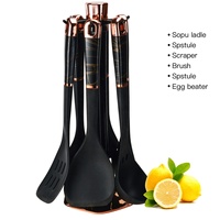 Peralatan Dapur 7-bagian Set Peralatan Masak Gagang Resin Silikon Tahan Suhu Tinggi Bahan Food Grade