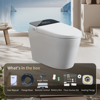 WC intelligent allongé avec siège chauffant, design moderne, ouverture/fermeture automatique, capteur de pied, veilleuse, chasse d'eau automatique