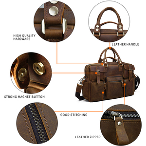 Maletín de Negocios Vintage Impermeable de Cuero Genuino con Múltiples Bolsillos, Bolso de Cuero para Abogados, Bolsos de Mano para Exteriores - Product Image 6