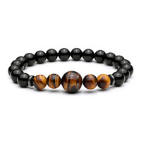 Style classique naturel oeil de tigre pierre perlée pour Bracelet Unique pierre de lave Yoga bijoux de mode mat noir Onyx perle boule