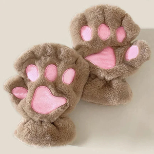 Gants Panda Doux et Chauds en Peluche sans Doigts, Mitaines Convertibles Demi-Doigts pour Femmes, Gants Mignons Patte de Chat Moelleux pour Filles, Cadeaux de Noël - Product Image 3