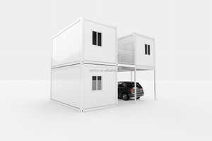 Maison modulaire préfabriquée à 2 étages de 20 pieds avec abri pour voiture et 2 unités de vie indépendantes, structure en acier Q355B, assemblage rapide - Product Image 2