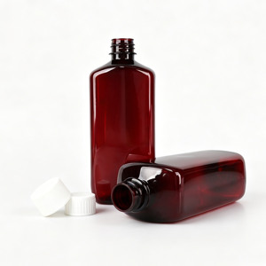 Botellas de plástico PET vacías color marrón ámbar, cuadradas, con tapa de rosca para envasado de líquidos orales - Product Image 6