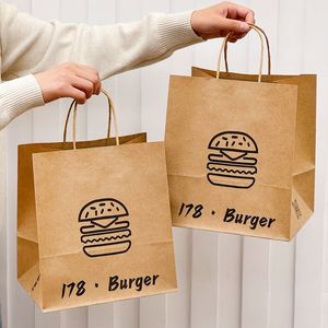Emballage alimentaire jetable écologique biodégradable et recyclable pour la restauration rapide, sac en papier pour hot-dogs, sandwichs et hamburgers - Product Image 1