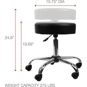 Silla de Laboratorio Alera Negra de PU, Ajustable en Altura, Cómoda y Práctica - Product Image 2