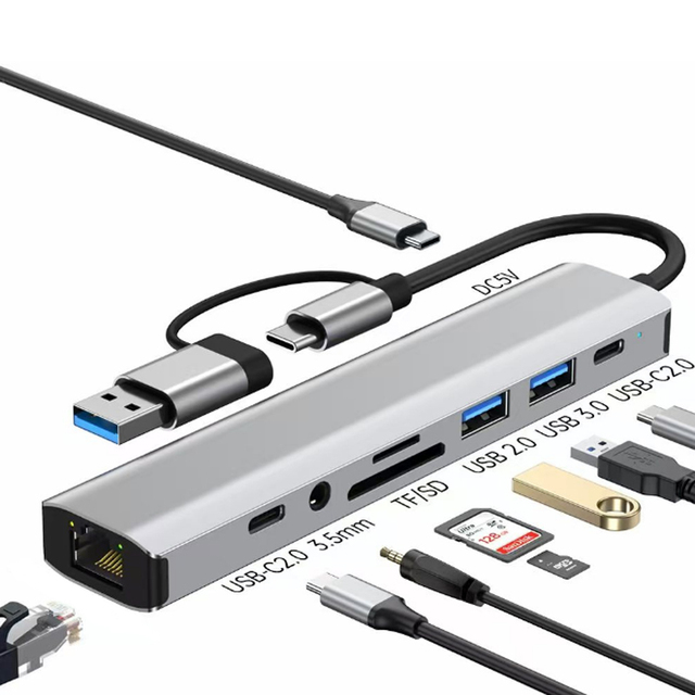 9 2 Type C Docking Station Adapter with SD TF Card Readers USB 3.0 Audio Charging 5Gbps Data Transfer USB C Hubs