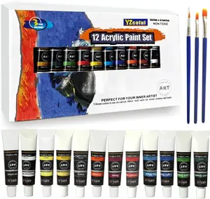 12ml Acrylic Color Paints Tubes 12 Basic Colors Acrylic Painting Set Professional Acrylic Paint For Peinture Acrylique