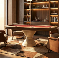 Table de poker Texas en feutre rouge pour 8 joueurs à vendre, avec poste de croupier, rail en métal couleur champagne, table de casino de luxe pour la maison