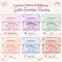 Pochette à bijoux en satin rose personnalisée, sac cadeau avec ruban personnalisé, emballage luxueux et doux pour collier et boucles d'oreilles